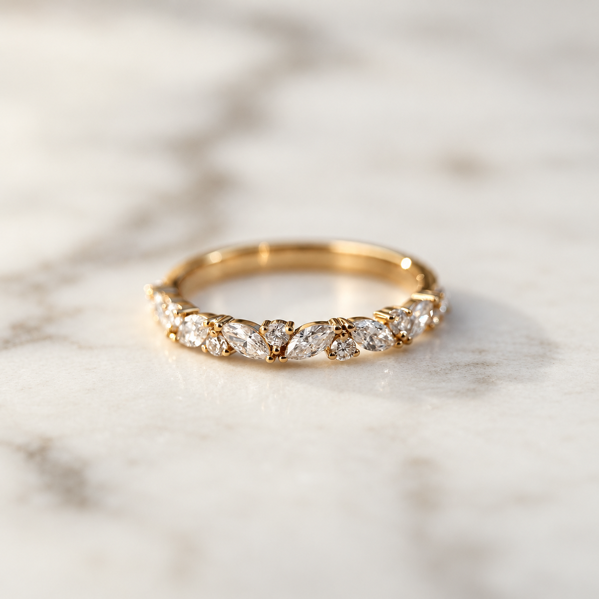 Marquise & Round Cut Half Band - 0.60ct