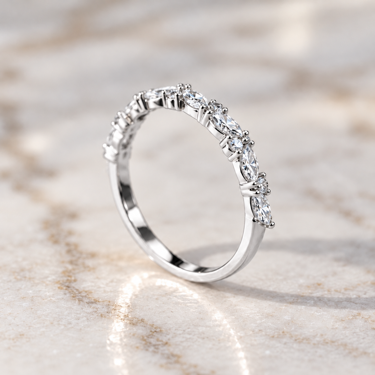 Marquise & Round Cut Half Band - 0.60ct
