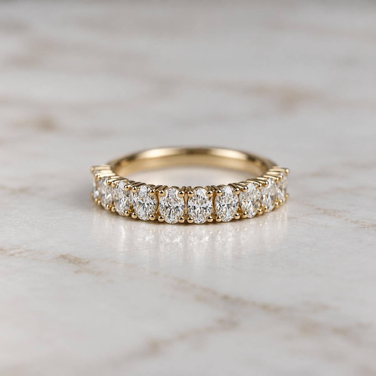 Oval Cut Low Set Diamond Band - 0.8ct