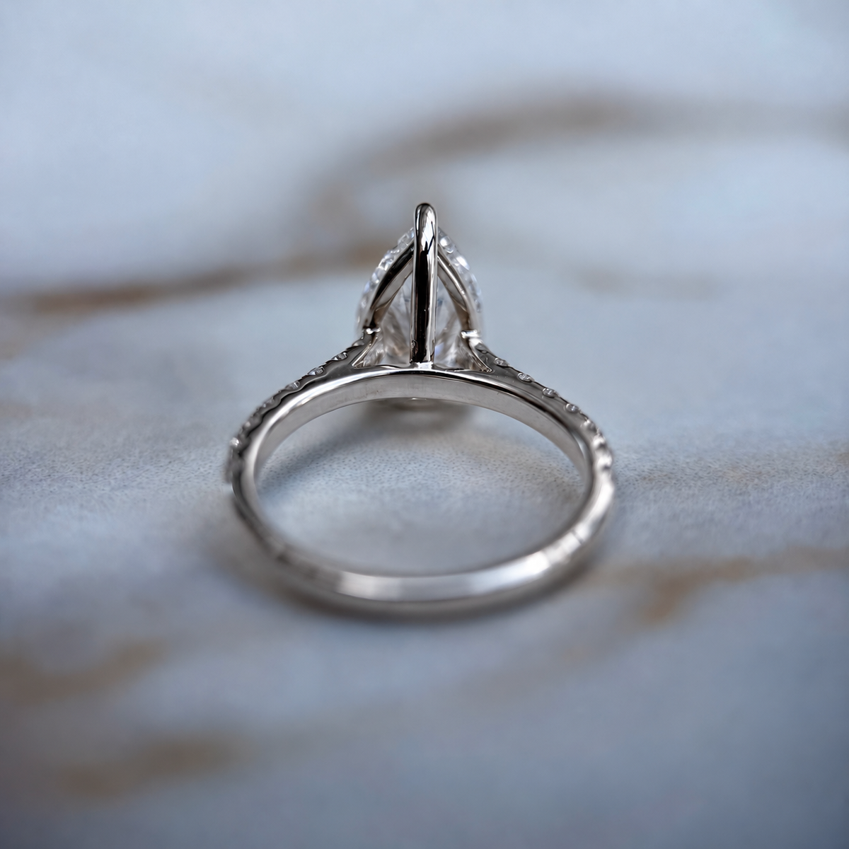 Classic Pear Cut Solitaire with Diamond Band - 2ct+ (D/E & VVS)