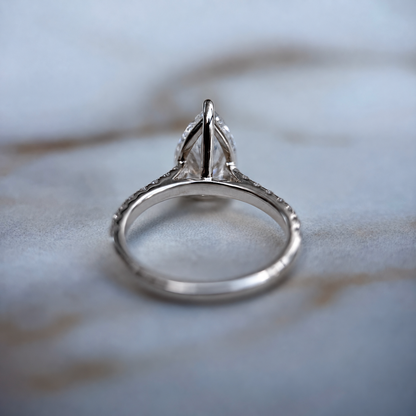 Classic Pear Cut Solitaire with Diamond Band - 2ct+ (D/E & VVS)