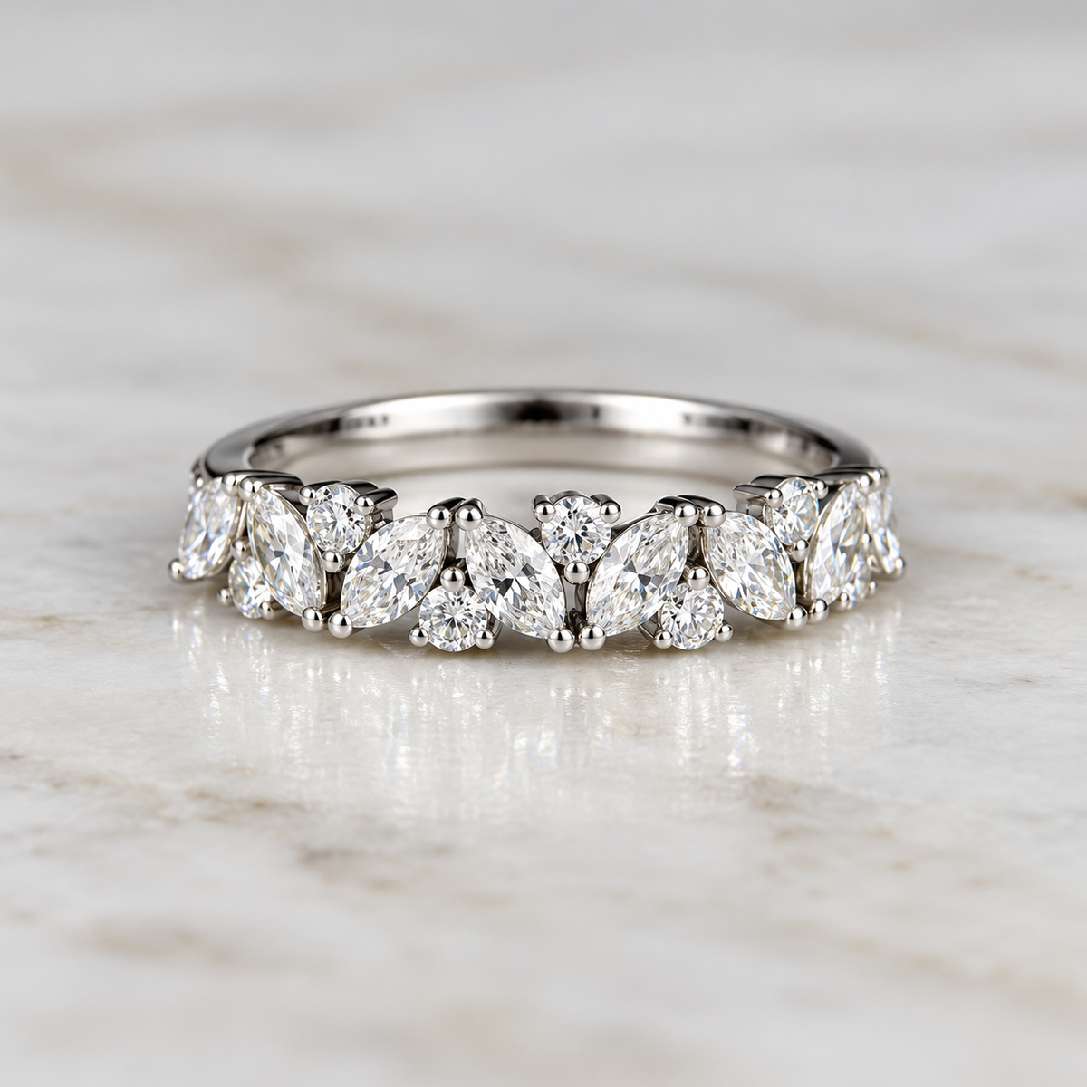 Marquise & Round Cut Half Band - 0.70ct