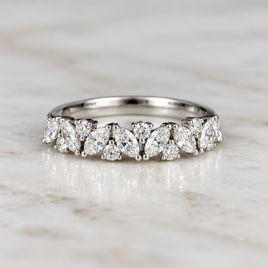 Marquise & Round Cut Half Band - 0.70ct