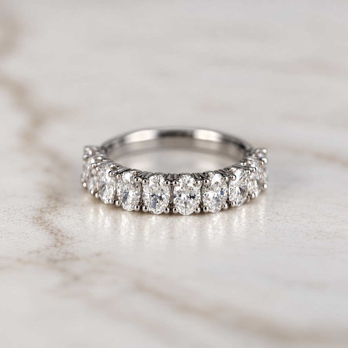 Oval Cut Low Set Comfort Fit Diamond Band - 1.40ct