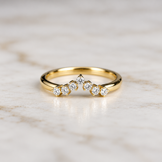 Shaped Delicate Wedding Band - 0.15ct