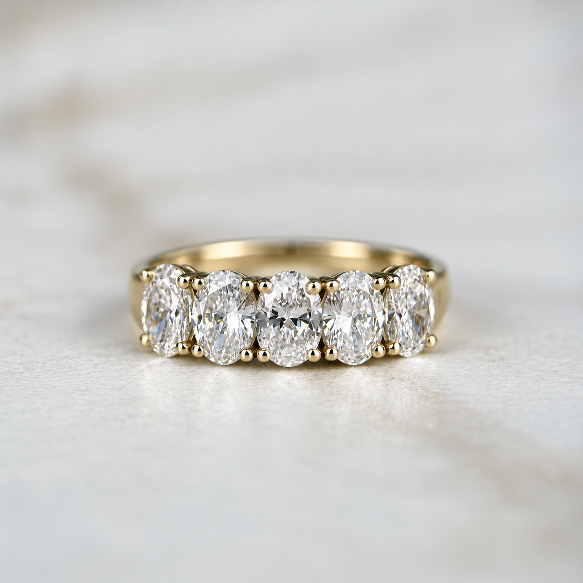 Oval Cut Low Set Diamond Band - 1.75ct