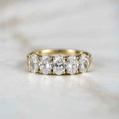 Oval Cut Low Set Diamond Band - 1.75ct