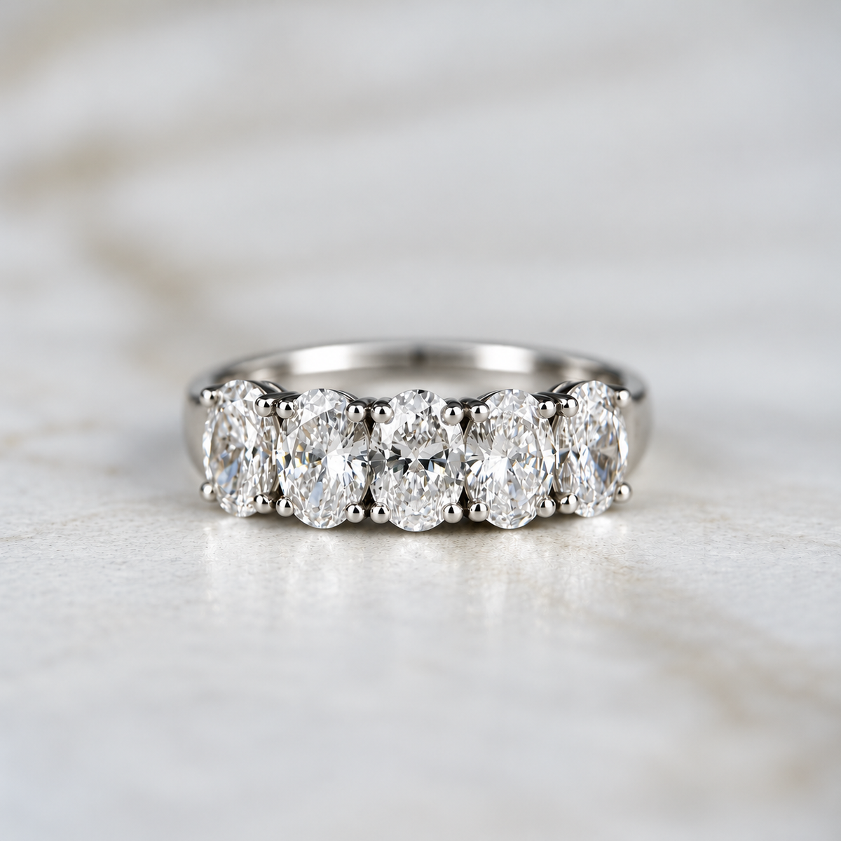 Oval Cut Low Set Diamond Band - 1.75ct