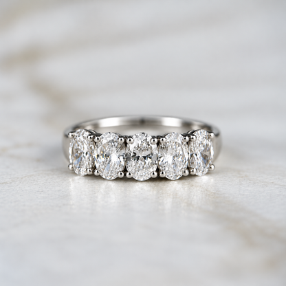 Oval Cut Low Set Diamond Band - 1.75ct