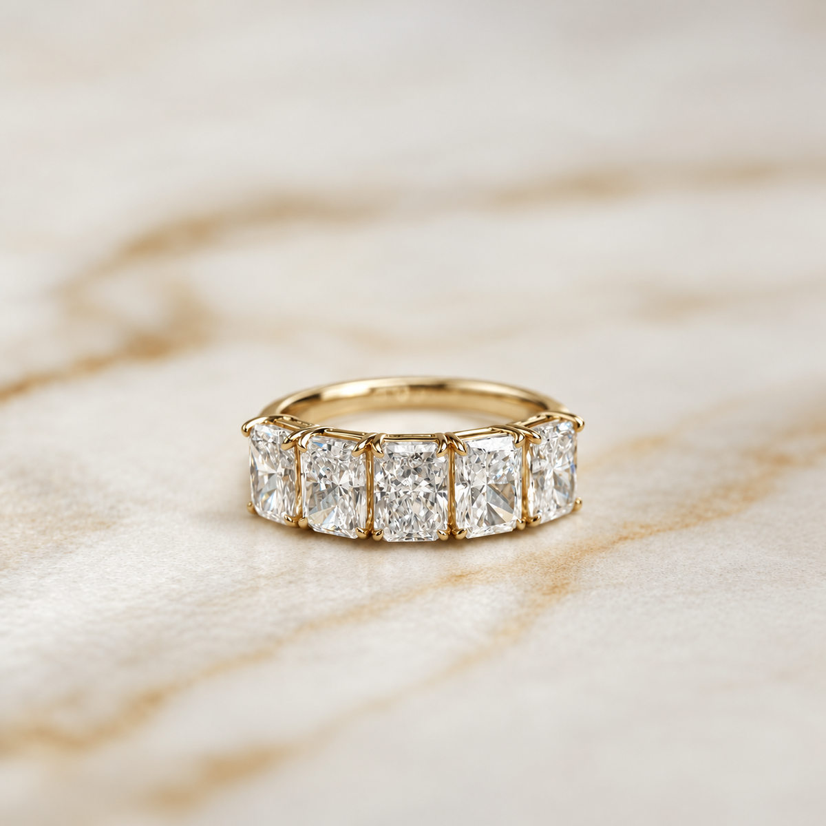 Radiant cut low set diamond band - 2.50ct