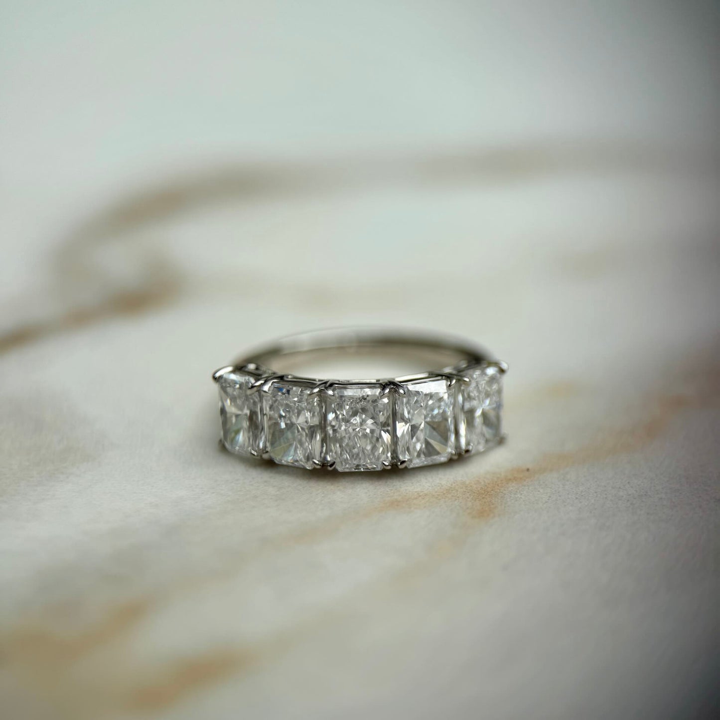 Radiant cut low set diamond band - 2.50ct
