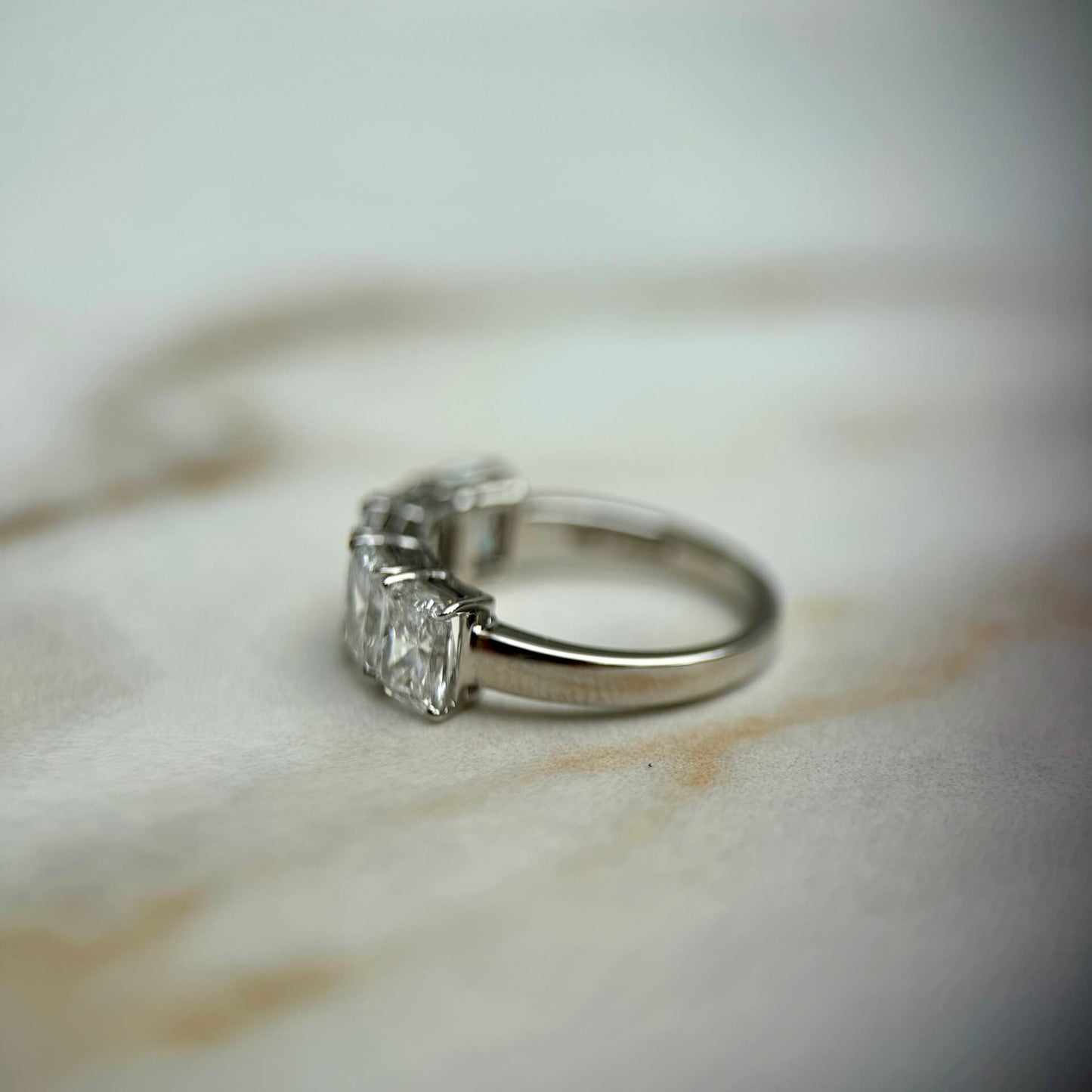Radiant cut low set diamond band - 2.50ct