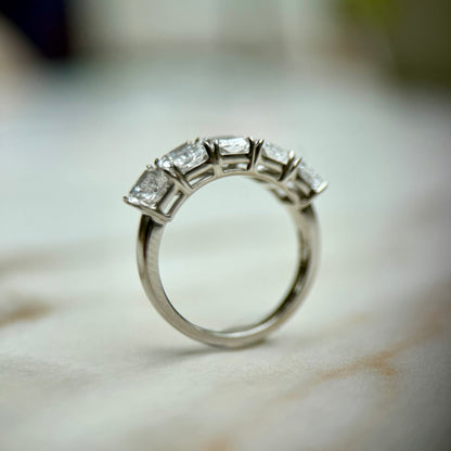 Radiant cut low set diamond band - 2.50ct