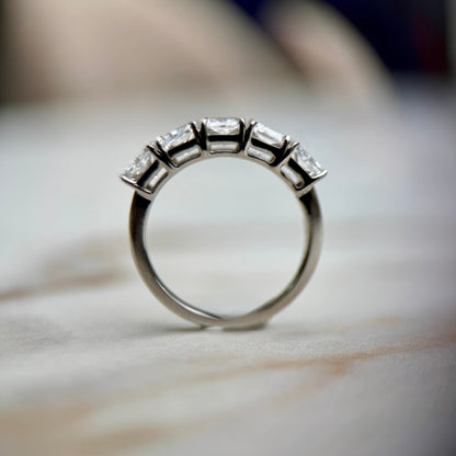 Radiant cut low set diamond band - 2.50ct