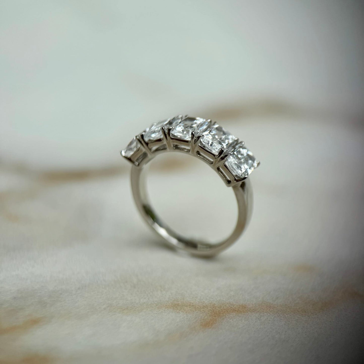 Radiant cut low set diamond band - 2.50ct