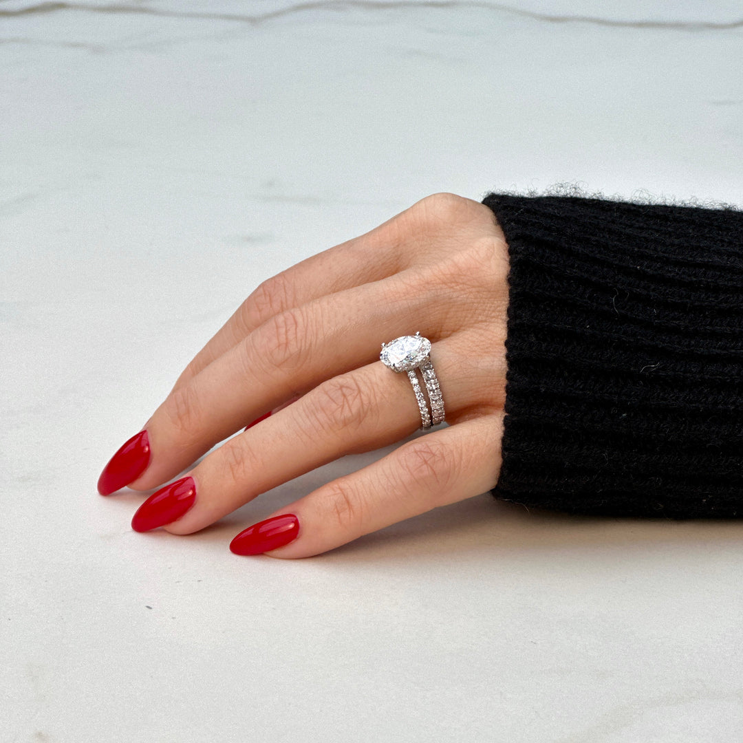 Oval Cut Low Set Diamond Band – London Diamonds