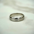 Polished Edge Band with Single Diamond and Matte Centre - 5mm