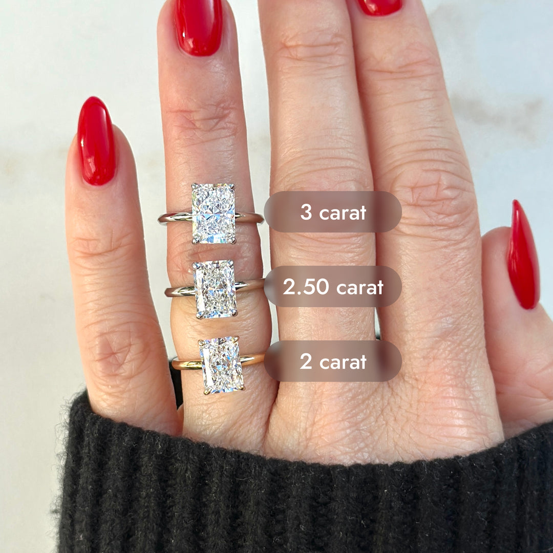 Classic Radiant Cut Hidden Halo with Diamond Band