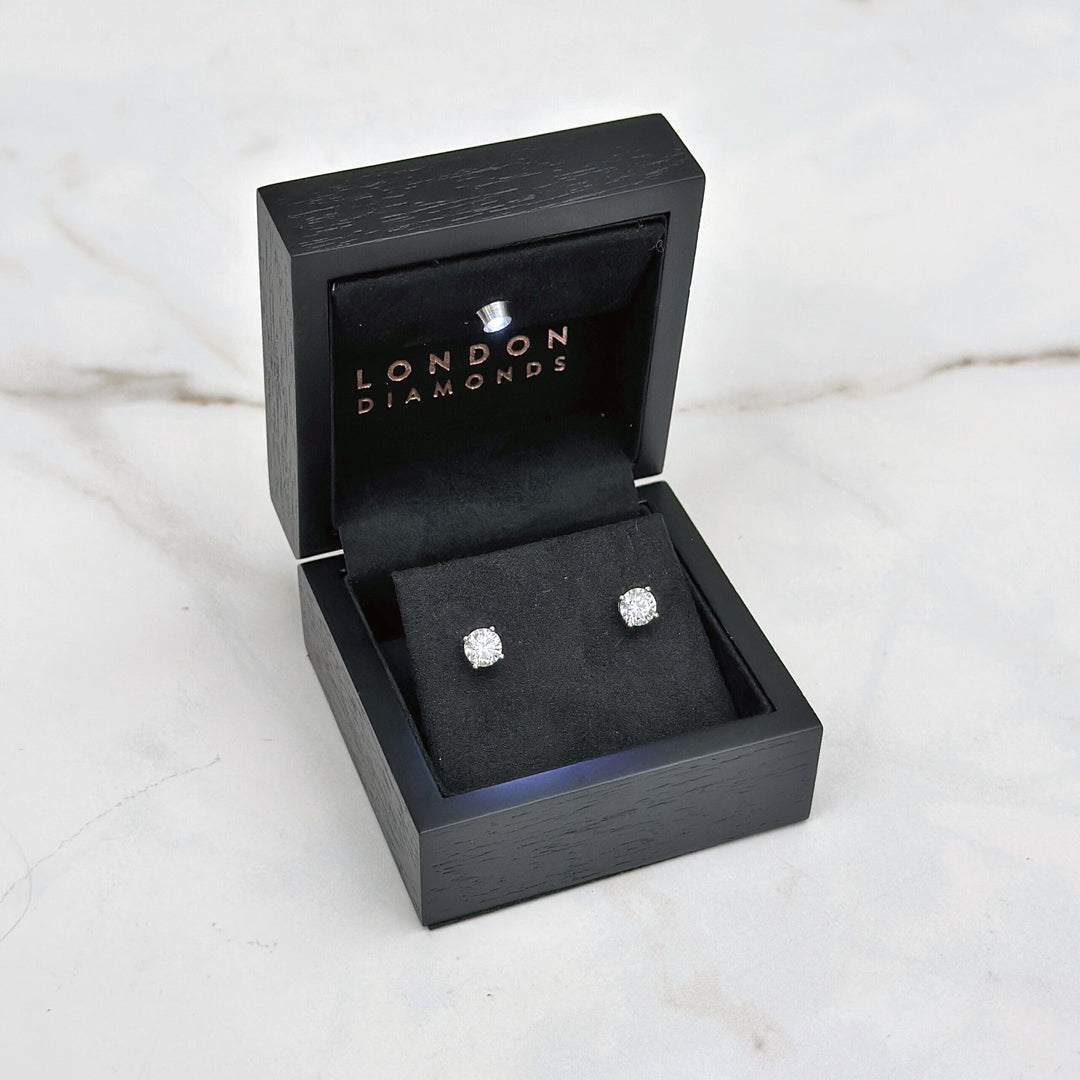 Classic Diamond Stud Earrings, 2ct+ E/VS1+ – London Diamonds