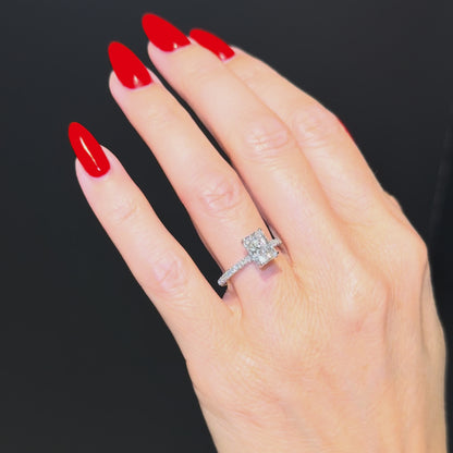 Classic Radiant Cut Hidden Halo with Diamond Band - 1.50ct+ (8mm+, D/E & VVS)