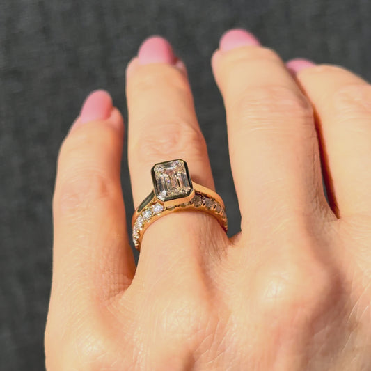 Bezel Set Classic Emerald Cut Solitaire - 2ct+ (10mm+, D/E & VVS)