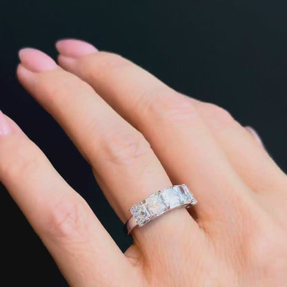 Radiant cut low set diamond band - 2.50ct