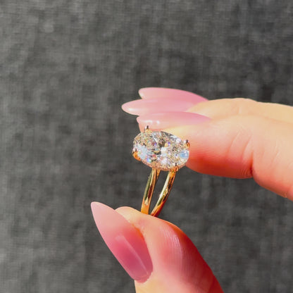 Cathedral Set Classic Oval Cut Hidden Halo - 3ct+ (11.5mm+, D/E & VVS)