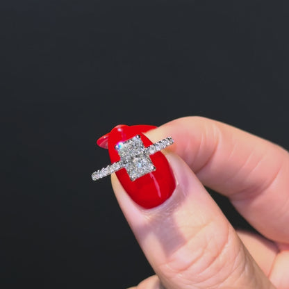 Classic Radiant Cut Hidden Halo with Diamond Band - 1.50ct+ (8mm+, D/E & VVS)