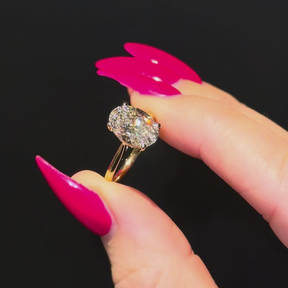 Cathedral Set Classic Oval Cut Solitaire - 3ct+ (11.5mm+, E/VS1+)