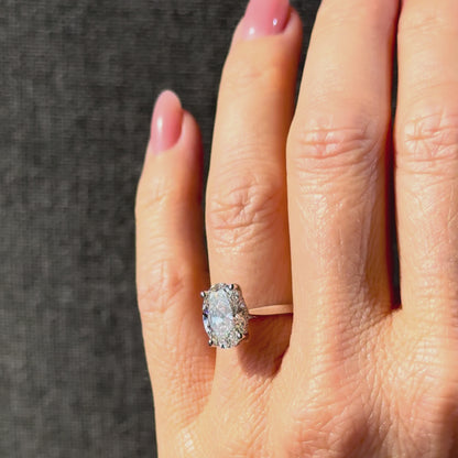 Cathedral Set Classic Oval Cut Hidden Halo - 3ct+ (11.5mm+, D/E & VVS)