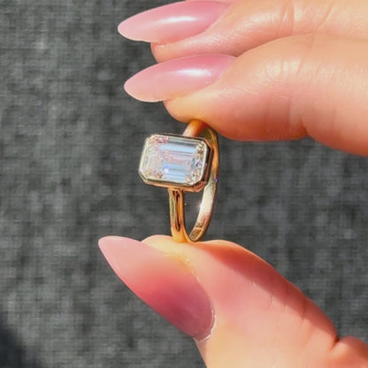 Bezel Set Classic Emerald Cut Solitaire - 2ct+ (D/E & VVS)