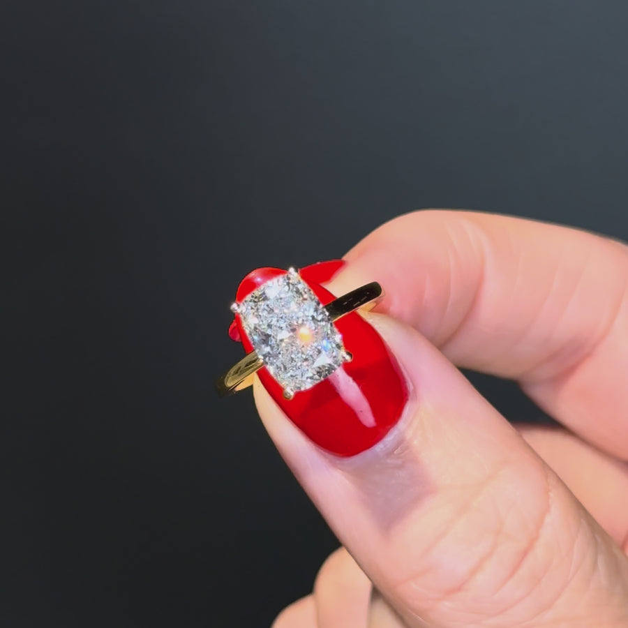 London Diamonds Classic Elongated Cushion Cut Hidden Halo - 3ct+ (10mm+, D/E & VVS)