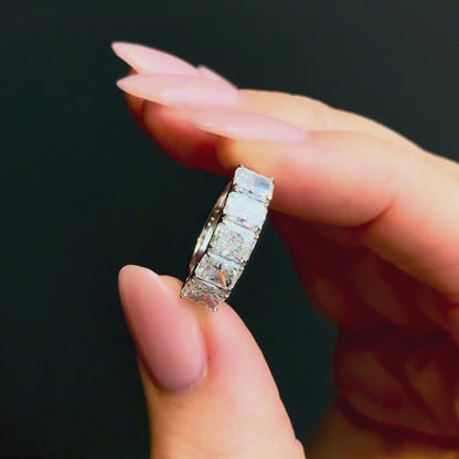 Radiant cut low set diamond band - 2.50ct