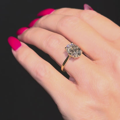 Cathedral Set Classic Oval Cut Solitaire - 3ct+ (11.5mm+, E/VS1+)