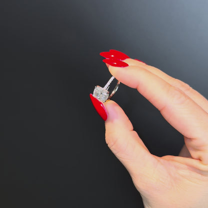 Cathedral Set Elongated Cushion Cut Hidden Halo with Diamond Bridge - 3ct+ (10mm+, E/VS1+)