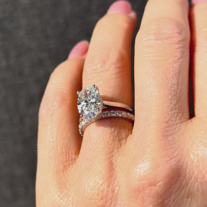 Cathedral Set Classic Oval Cut Hidden Halo - 3ct+ (11.5mm+, D/E & VVS)