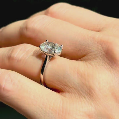 Cathedral Set Classic Oval Cut Solitaire - 3ct+ (11.5mm+, E/VS1+)