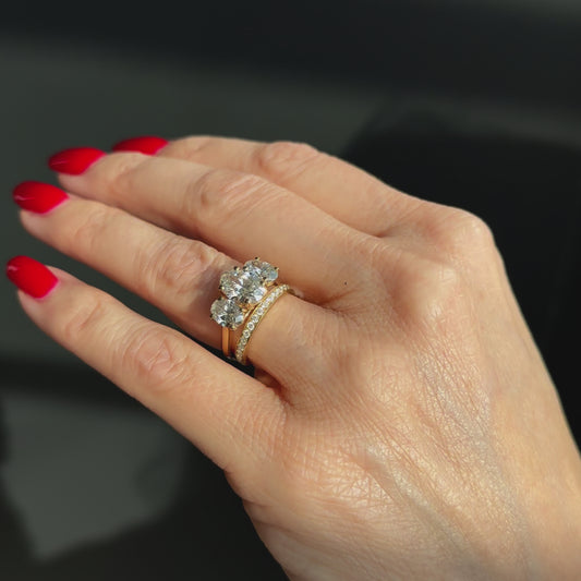 Classic Oval Trilogy - 3ct+ (D/E & VVS main diamond)