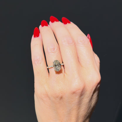 Classic Oval Cut Hidden Halo with Diamond Band - 3ct+ (11.5mm+, E/VS1+)