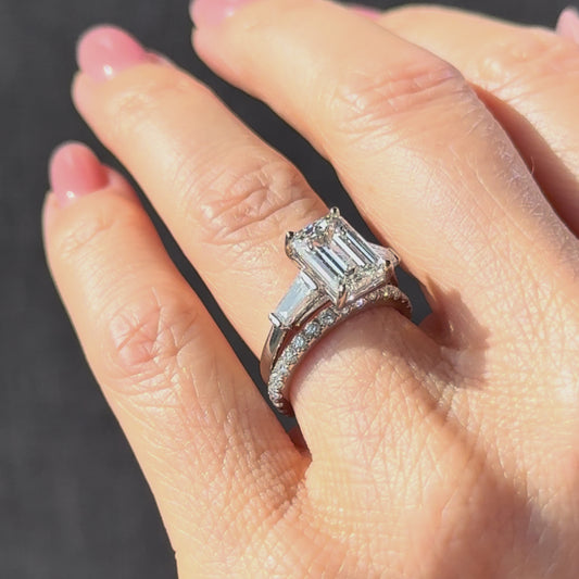 Classic Emerald and Tapering Baguettes - 3ct+ (9.5mm+, D/E & VVS)