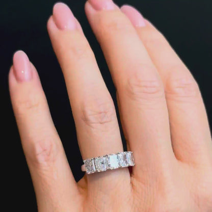 Radiant cut low set diamond band - 2.50ct