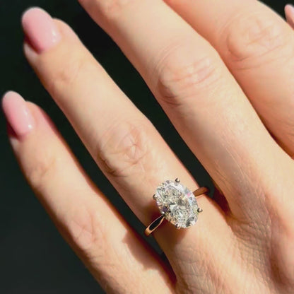 Cathedral Set Classic Oval Cut Solitaire - 3ct+ (11.5mm+, E/VS1+)