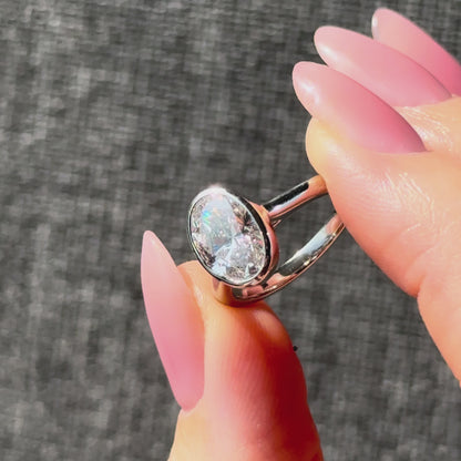 Bezel Set Classic Oval Cut Solitaire - 2ct+ (10mm+, D/E & VVS)